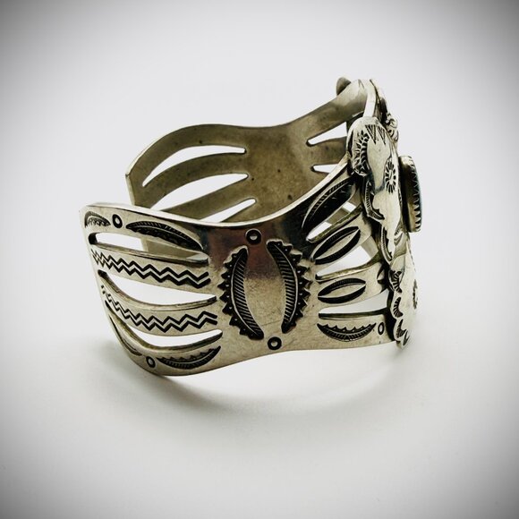 Butterfly Turquoise Cuff Bracelet Silver/Nickel Silver 6” Fit 38g - Picture 5 of 6